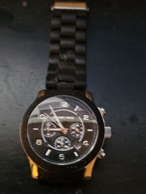 Michael Kors Black and Silver Chronograph Watch